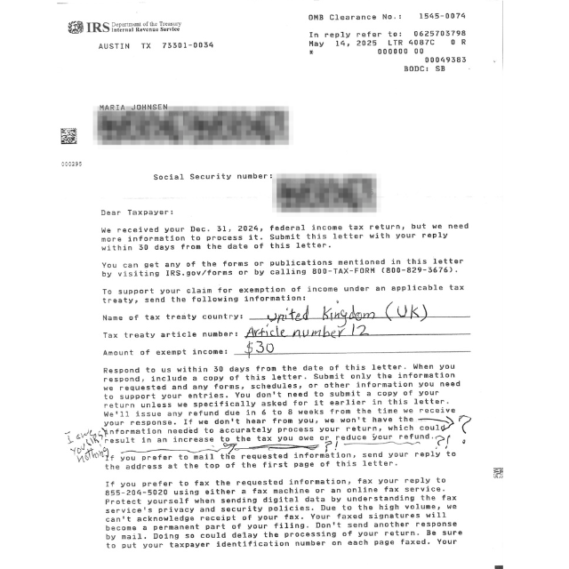 The IRS Took My Money And This is My Story 2 Respond from IRS -page 1